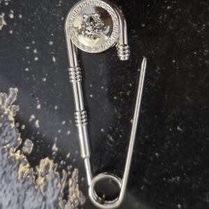 Versace Silver Safety Pin Brooch